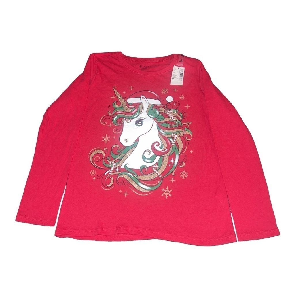 Children’s Place Christmas Unicornn long sleeve graphic tee. M (7/8)